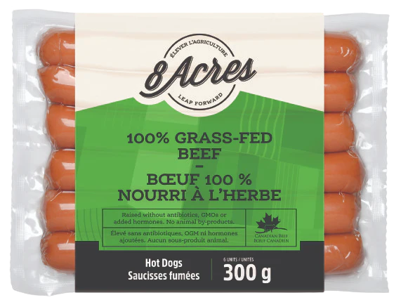 8 Acres - Grass Fed Hotdogs, 300 g