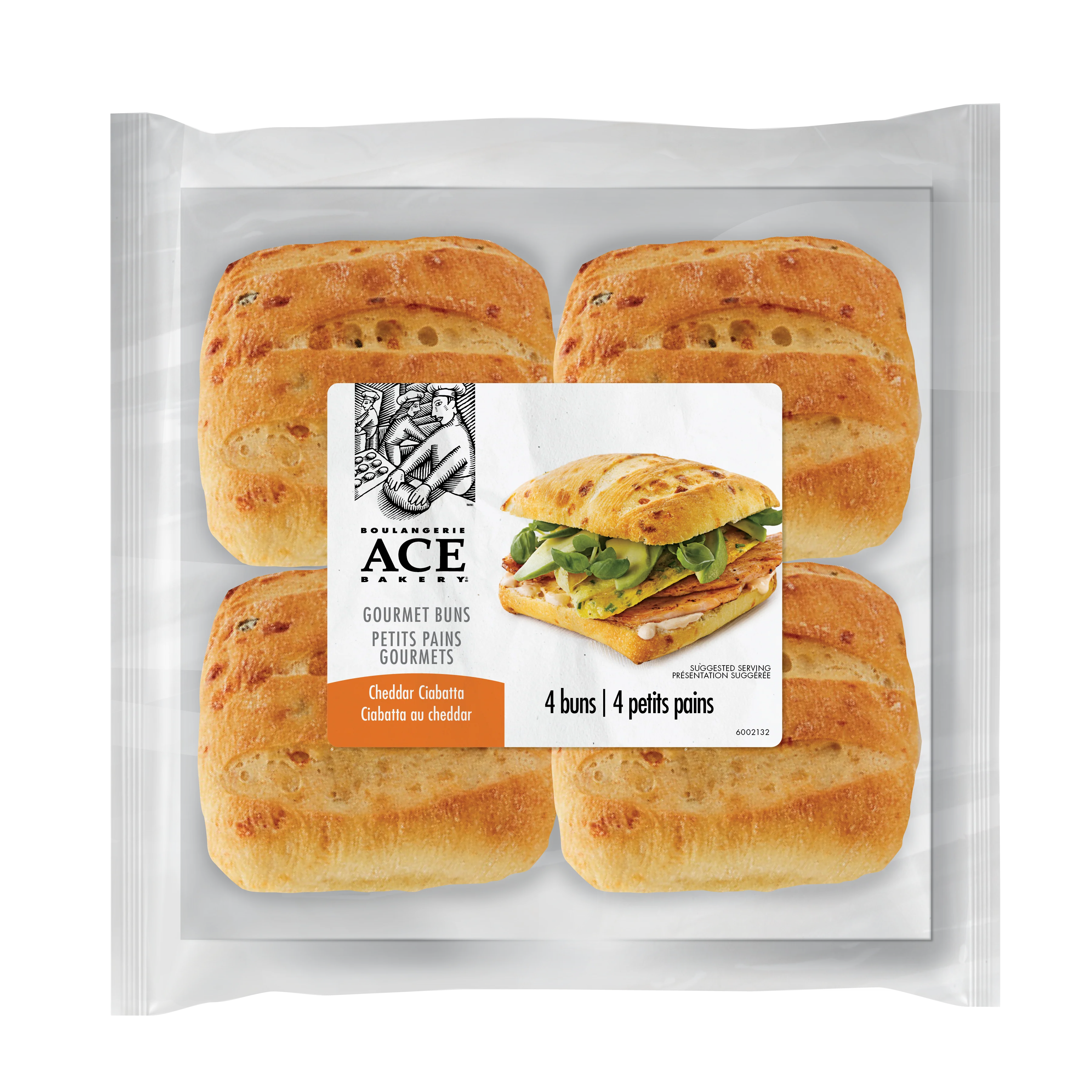 Ace Bakery - Cheddar Ciabatta Gourmet Bun, 510 g