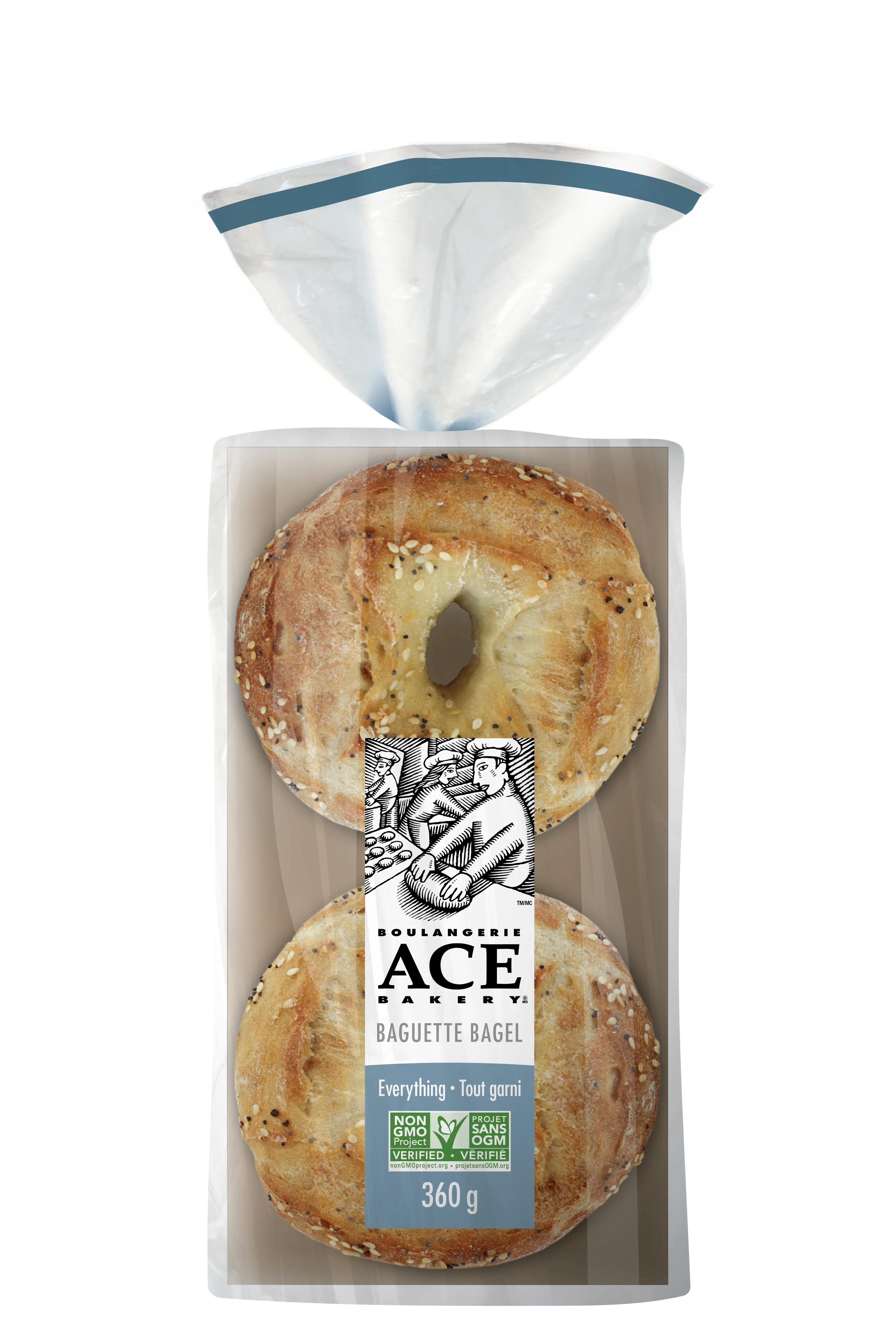 Ace Bakery - Everything Baguette Bagel, 4 Pack