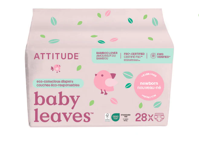 Attitude - Baby Diapers Newborn, 28 Count