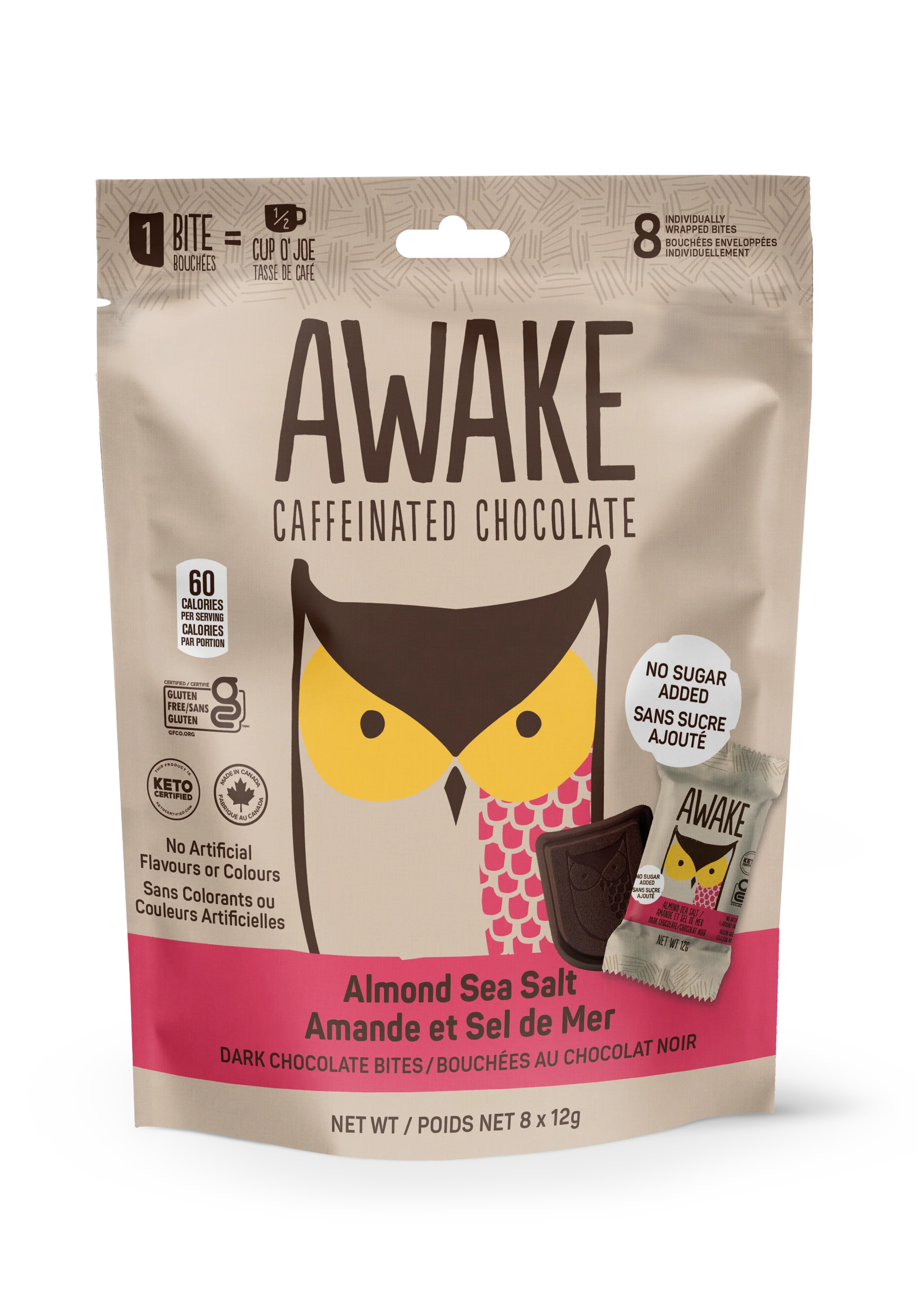 Awake Chocolate - Dark Chocolate Almond Sea Salt, 96 g