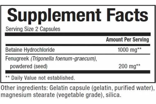 Natural Factors - Betaine HCL -180 Capsules - Image 2