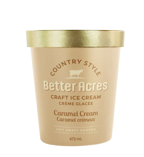 Better Acres Craft Ice Cream - Caramel Cream, 473 mL