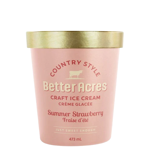 Better Acres Craft Ice Cream - Summer Strawberry, 473 mL