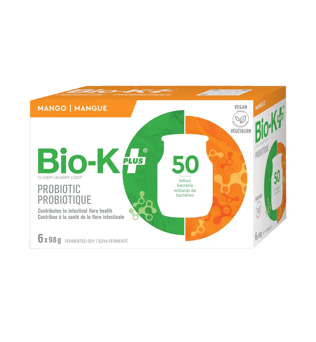 Bio-K Plus - Drinkable Vegan Probiotic - Mango, (6 Pack)