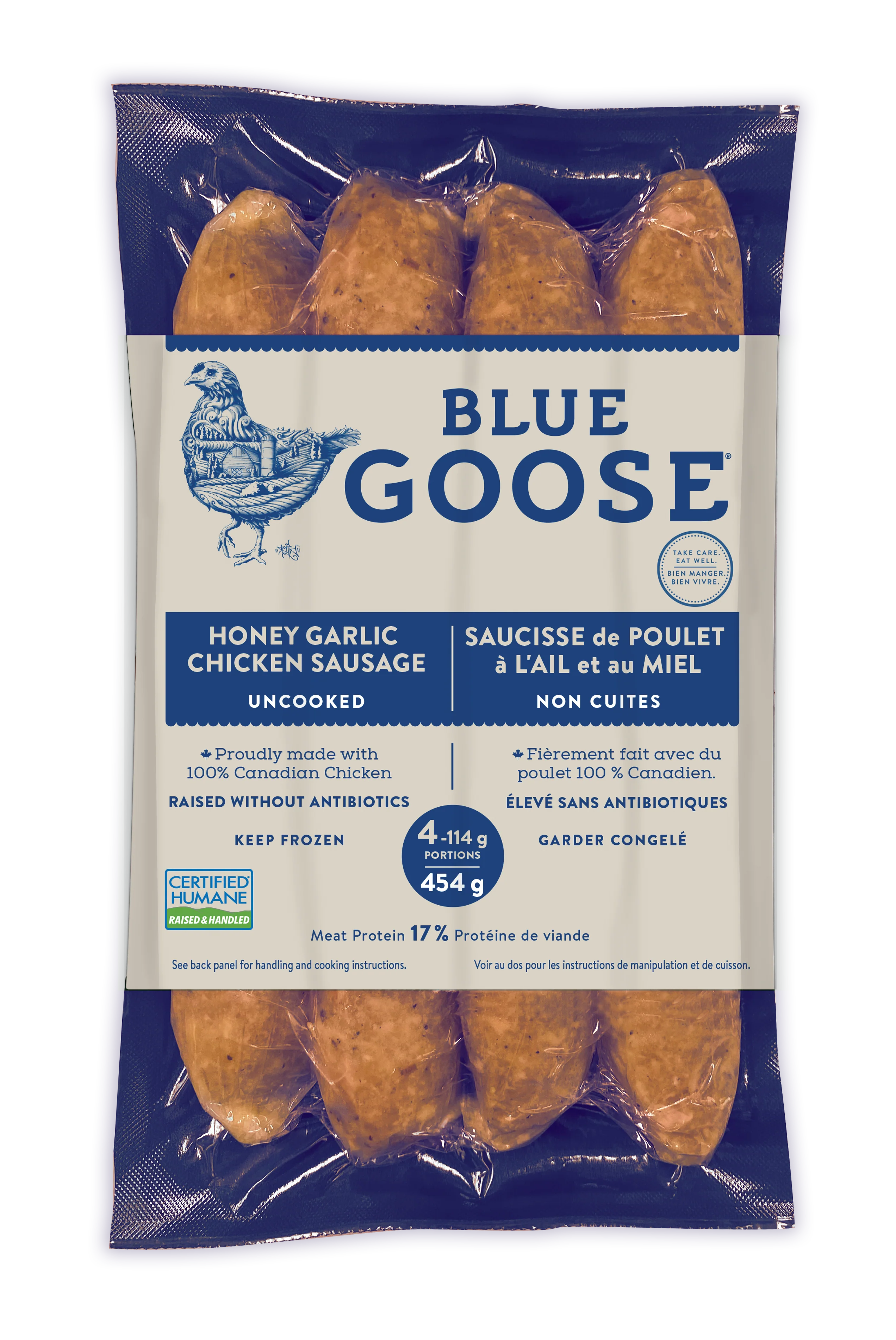 Blue Goose - Chicken Sausage - Honey Garlic, 4x114 g