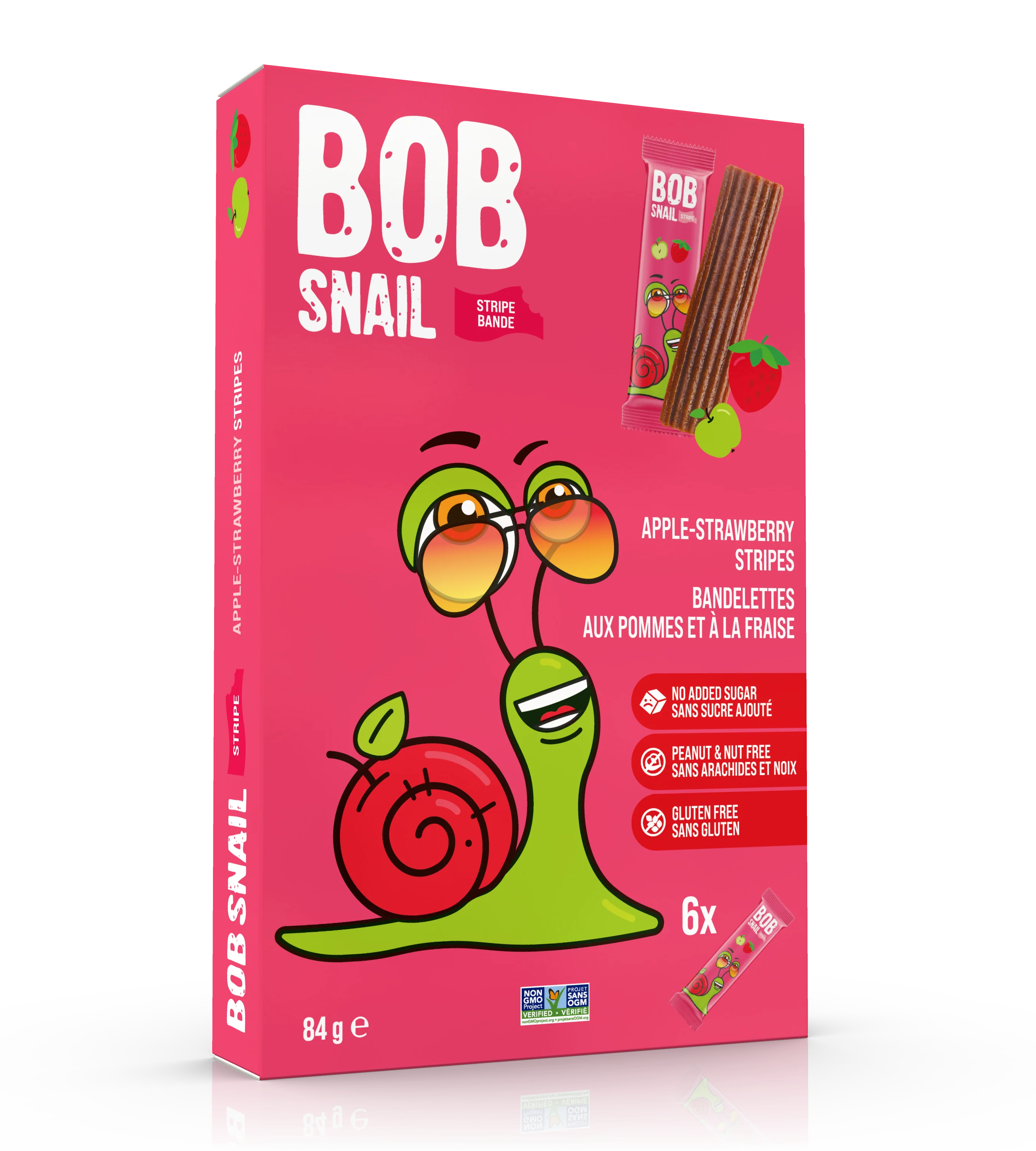 Bob Snail - Stripes - Apple-Strawberry, 84 g