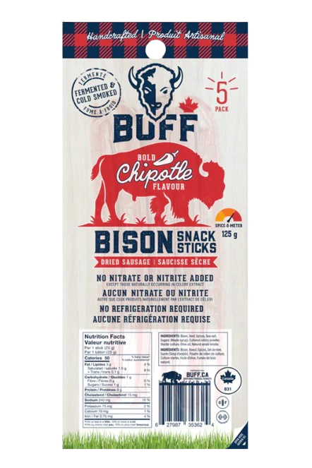 Buff - Snack Sticks - Chipotle Bison, 125 g