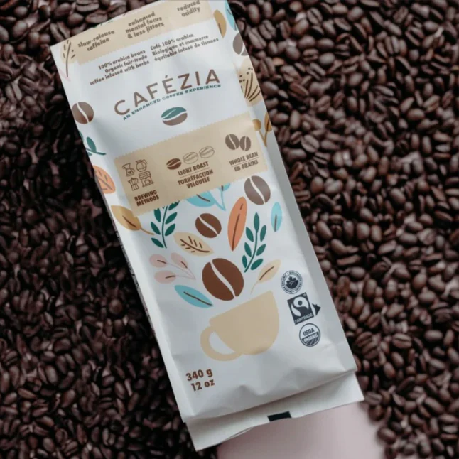 Cafezia - Light Whole Bean Coffee Infused with Herbs, 360 g
