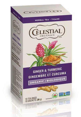 Celestial Seasonings - Organic Ginger Tumeric Herbal Tea, 18 Count