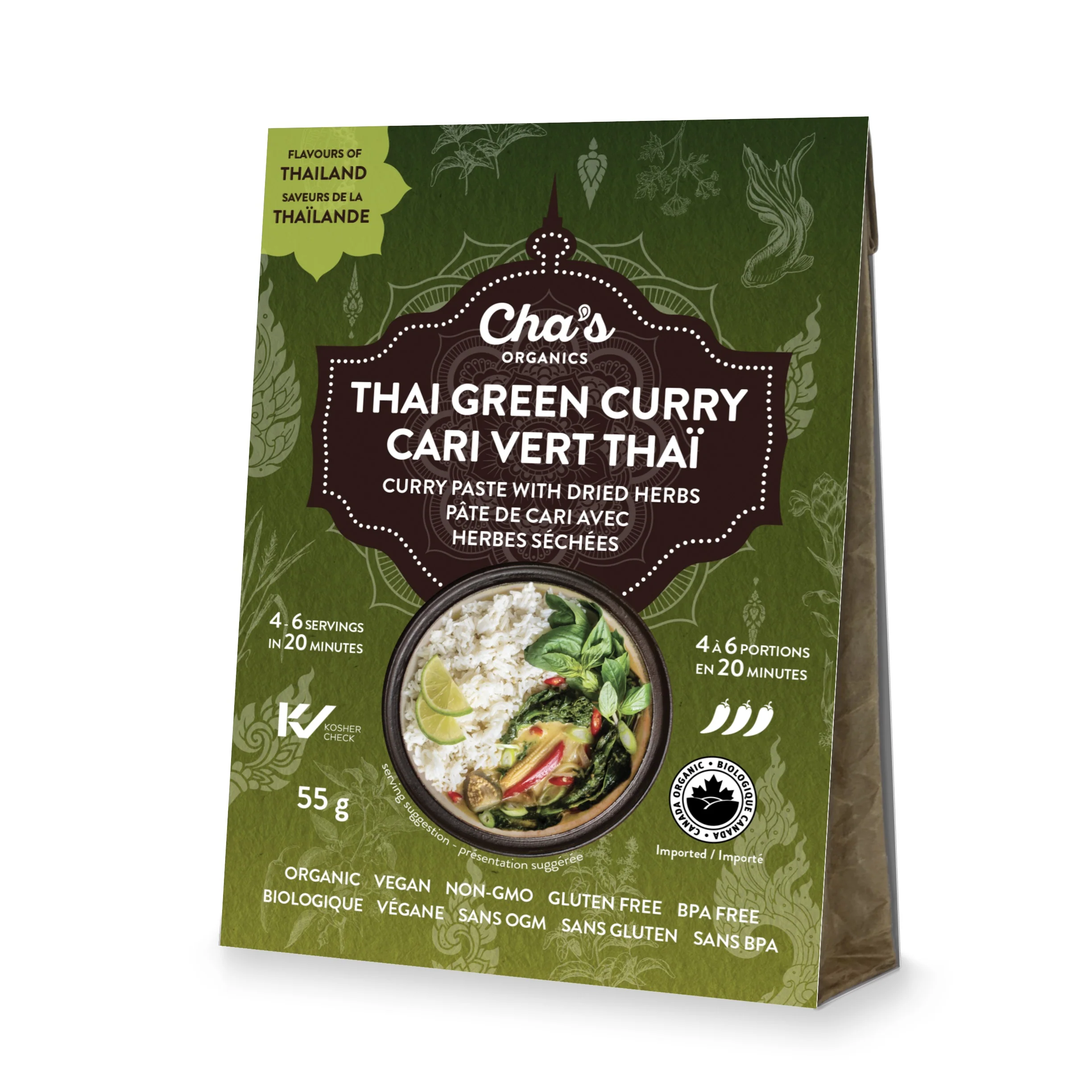 Cha's Organics - Organic Thai Curry Paste, Green, 55 g