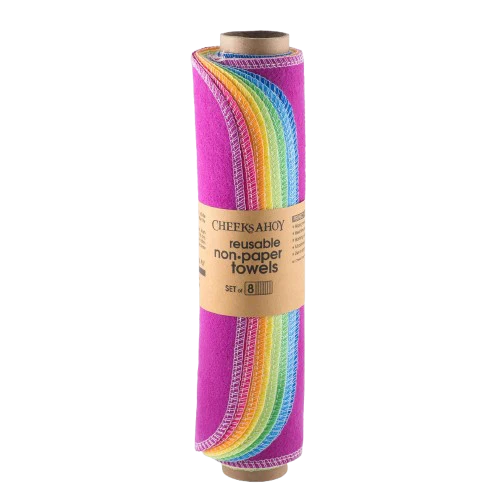 Cheeks Ahoy - Reusable Paper Towels - Rainbow, 8 Count