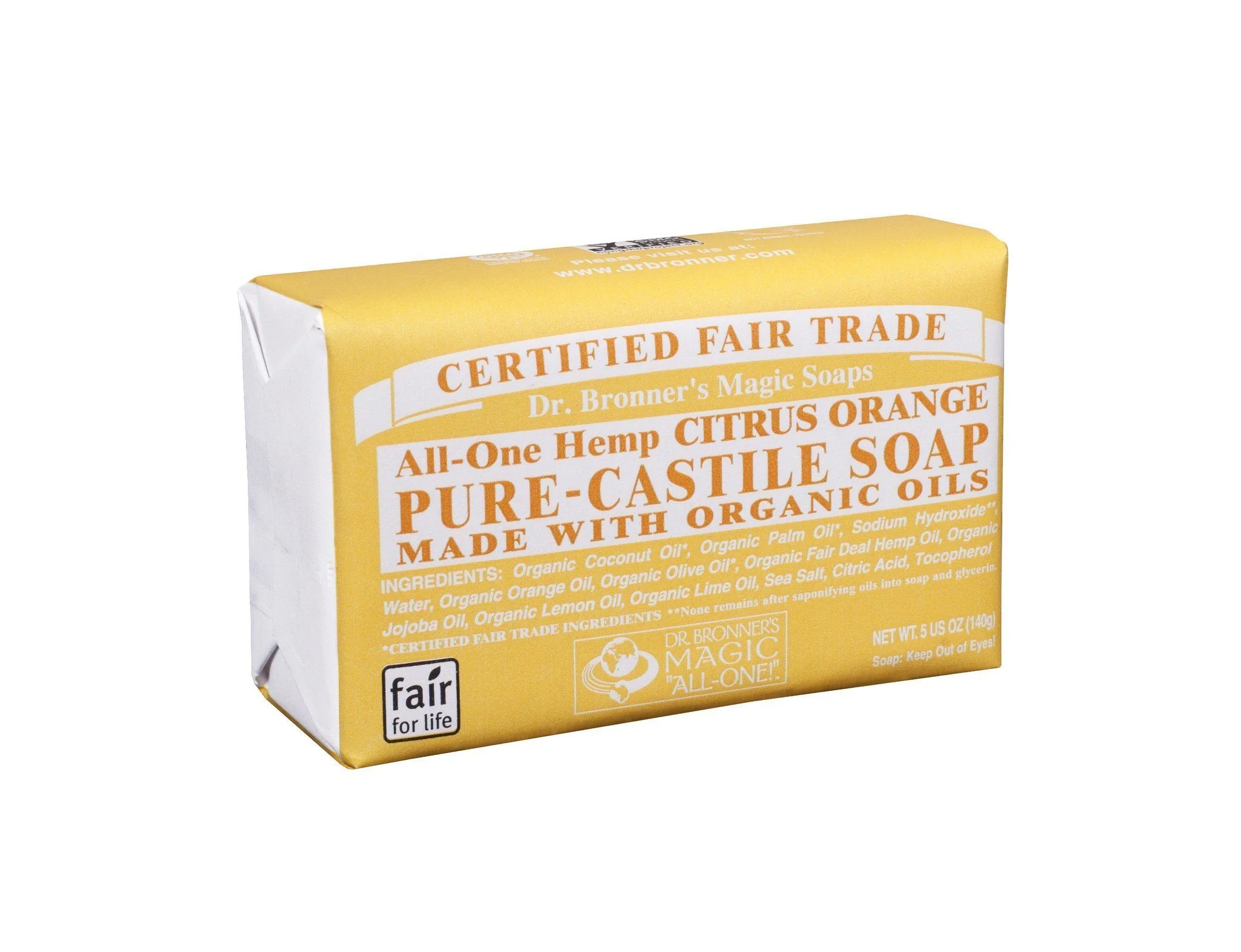 Dr. Bronner's - Citrus Orange Bar Soap, 140g - Image 2