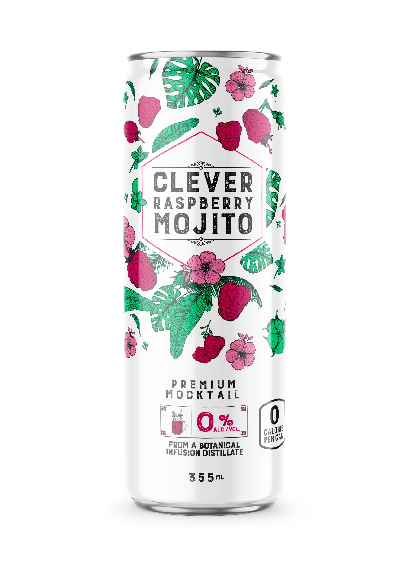 Clever Mocktails - Zero Sugar Raspberry Mojito Non-Alcohol, 355 mL