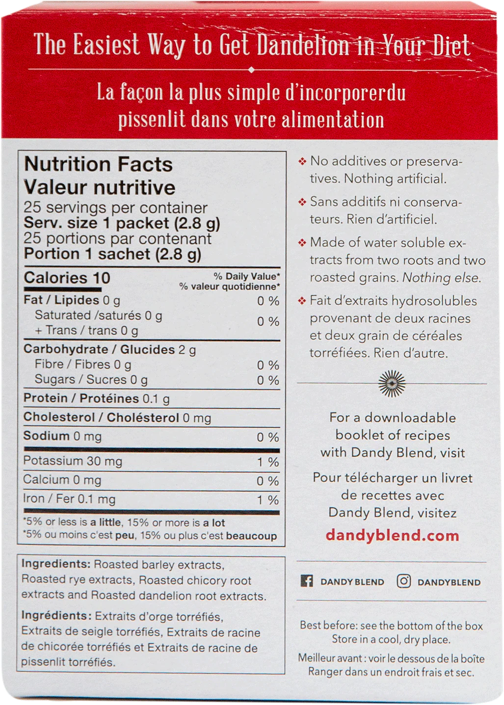 Dandy Blend -  Instant Herbal Beverage - Dandelion - 25x2.8 g - Image 2