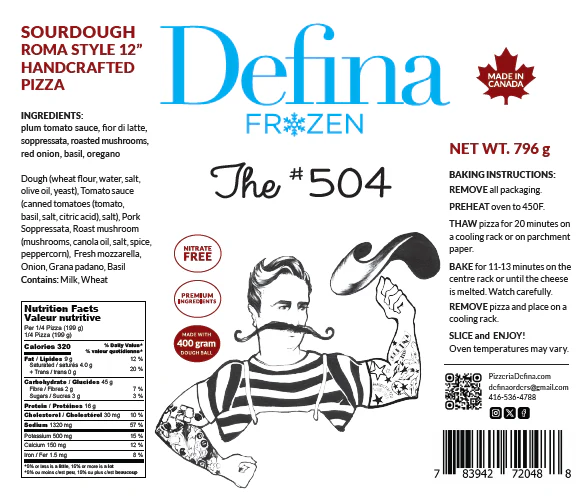 Defina - The #504 Frozen Pizza, 796 g