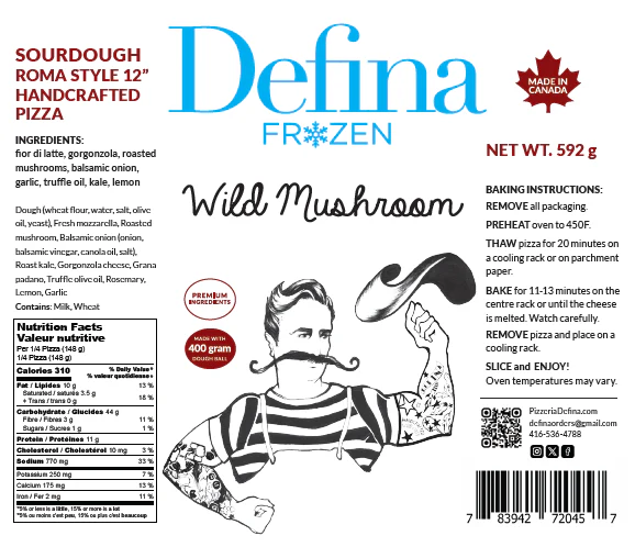 Defina - Wild Mushroom Frozen Pizza, 592 g
