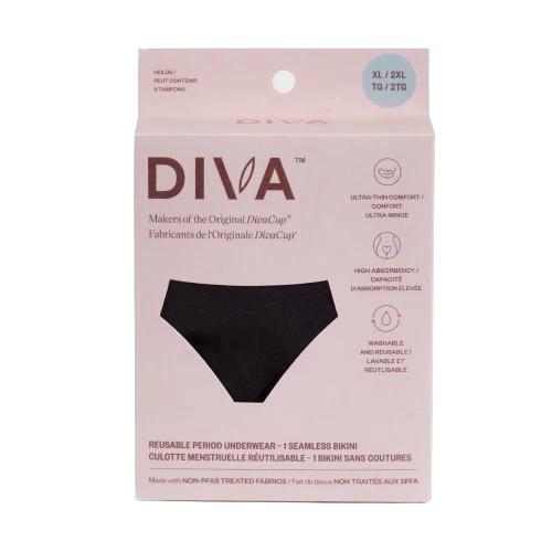 Diva International Inc. - Period Underwear - Black XL-2XL, Each