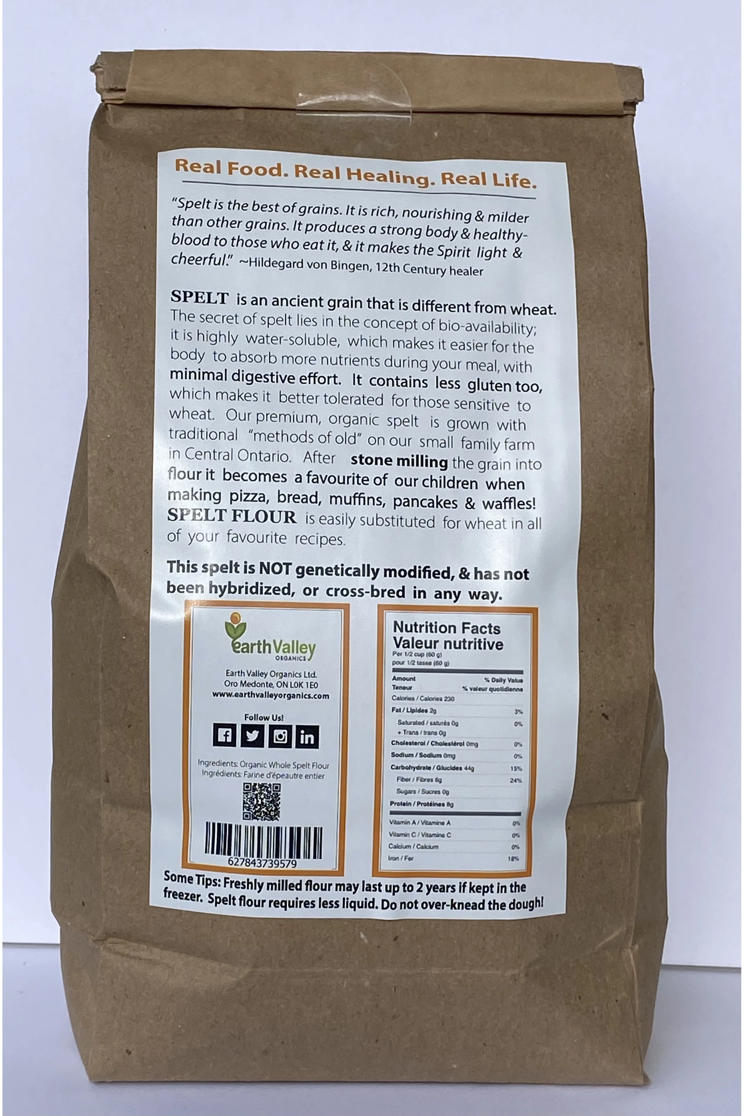 Earth Valley Organics - Stone Ground Spelt Flour, 1 kg - Image 2