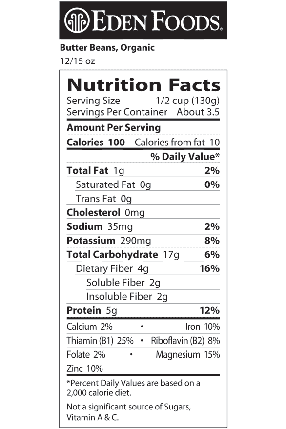 Eden - Org Butter Beans - 398 mL - Image 2
