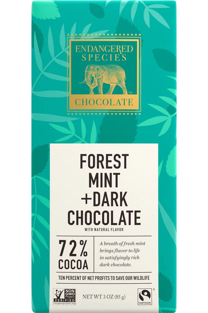 Endangered Species Chocolate - Dark Chocolate With Forest Mint, 85 g