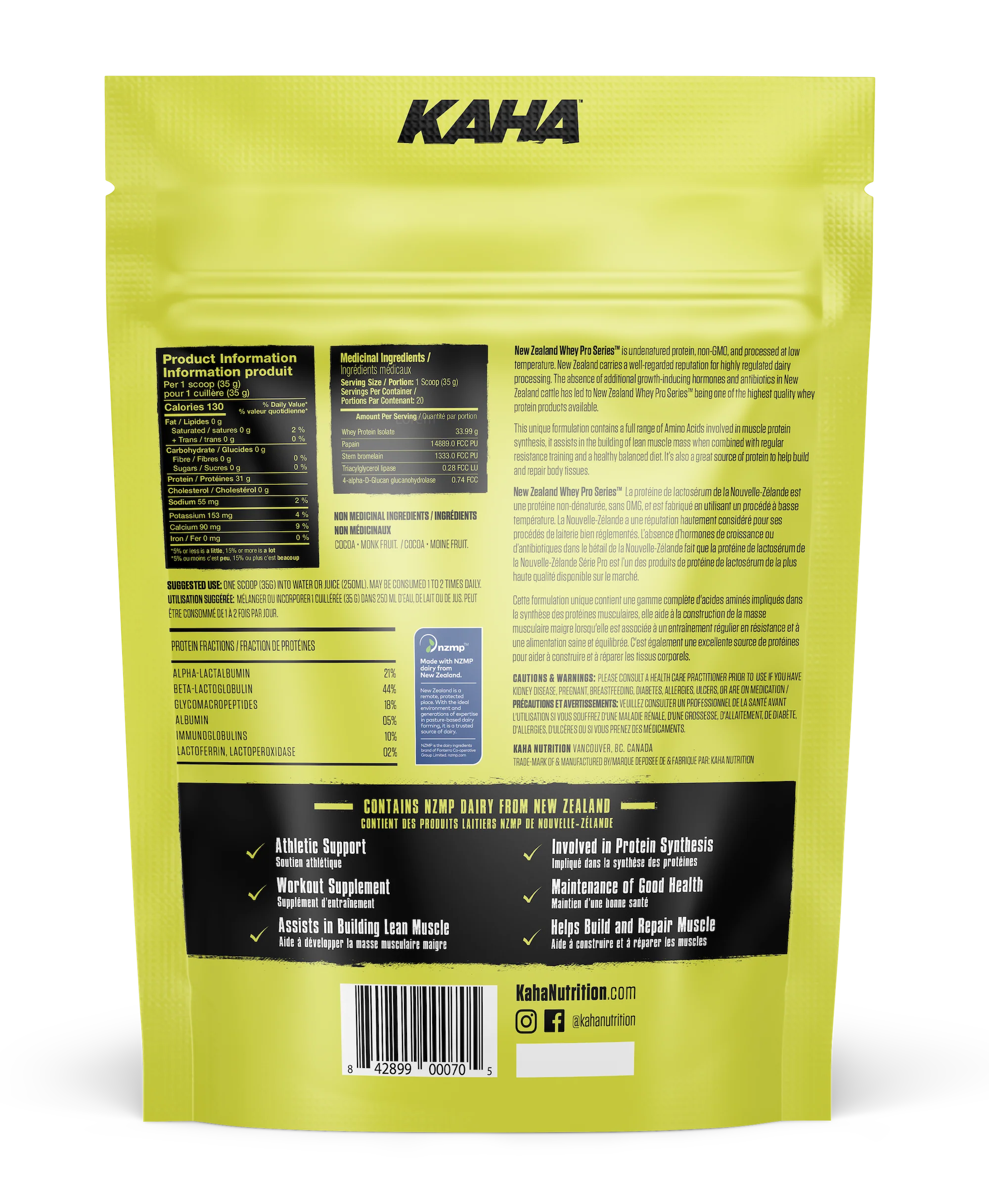 Kaha - New Zealand Whey Isolate - Chocolate, 720 g - Image 2