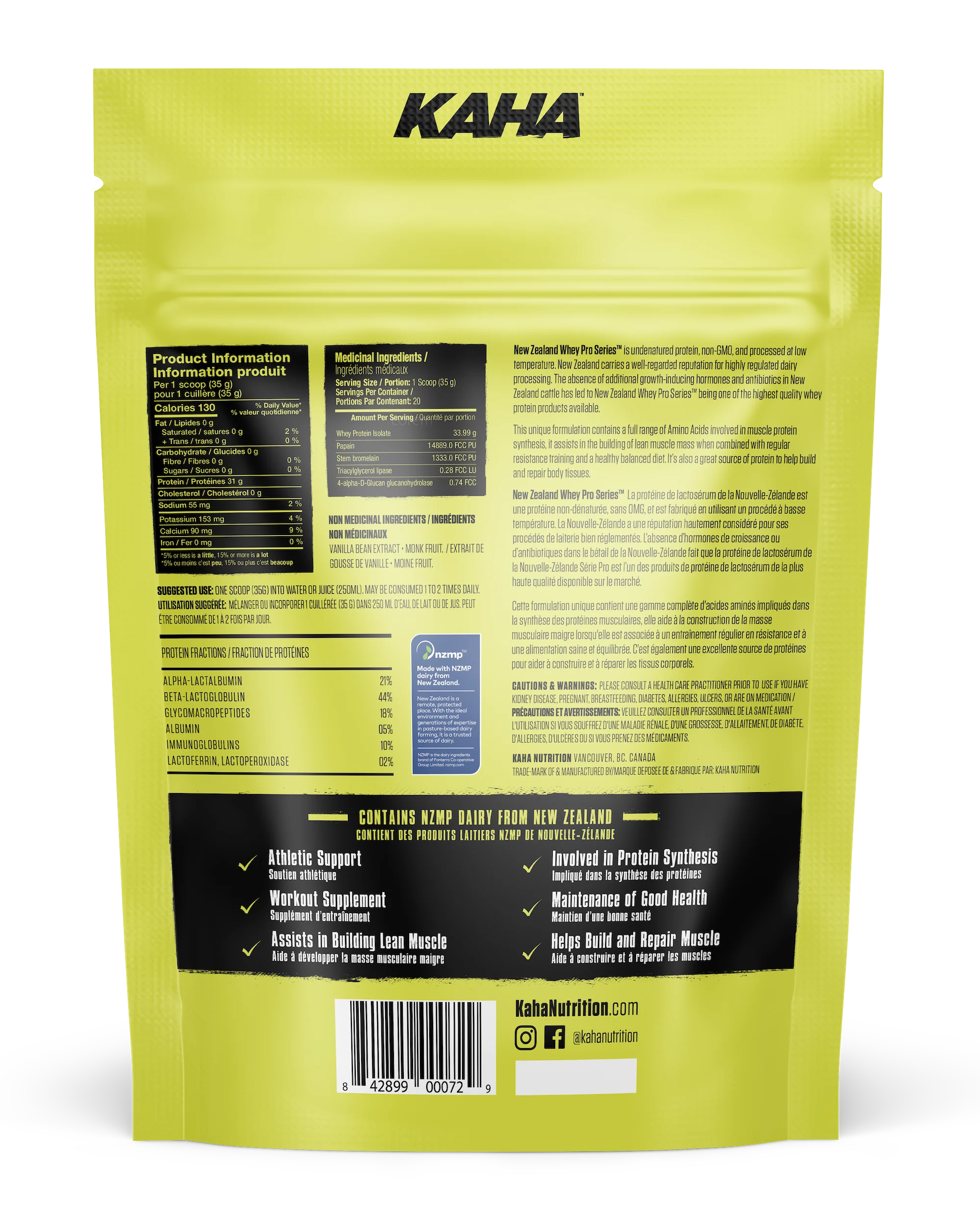 Kaha - New Zealand Whey Isolate - Vanilla, 720 g - Image 2