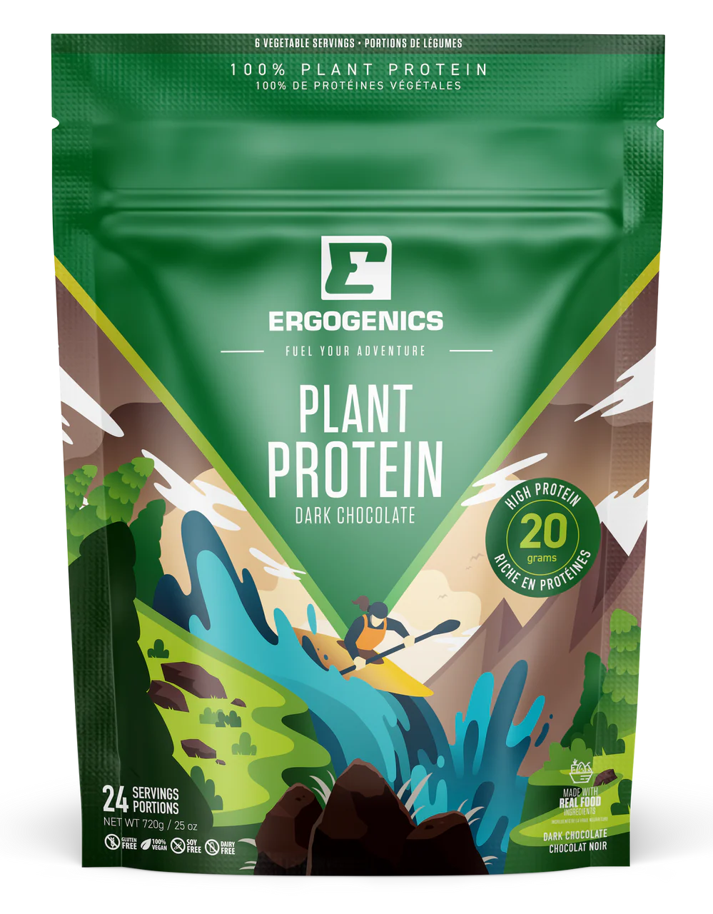 Ergogenics Nutrition - Plant Protein + Greens Chocolate, 720 g