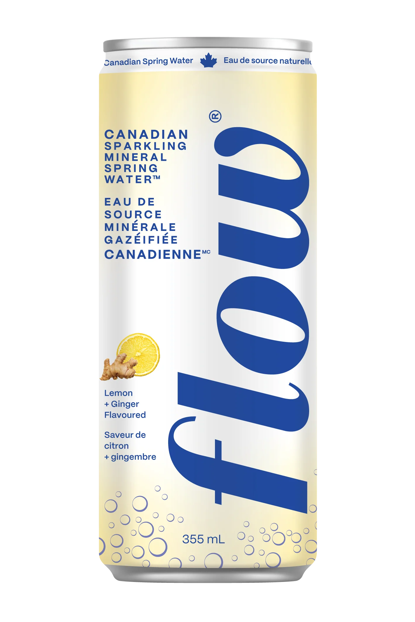 Flow - Sparkling Water - Lemon Ginger, 355 mL