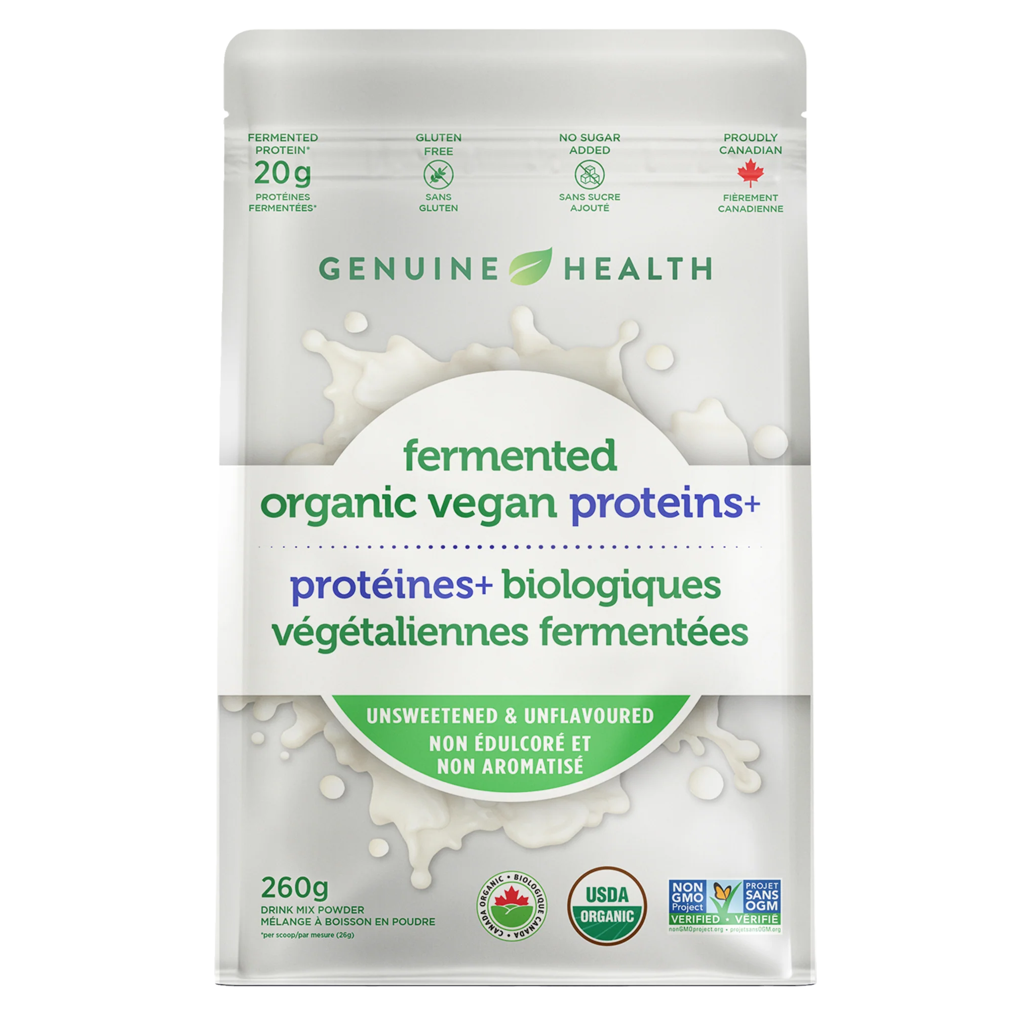 Genuine Health - Fermented Organic Vegan Proteins + Unflavoured, 260 g