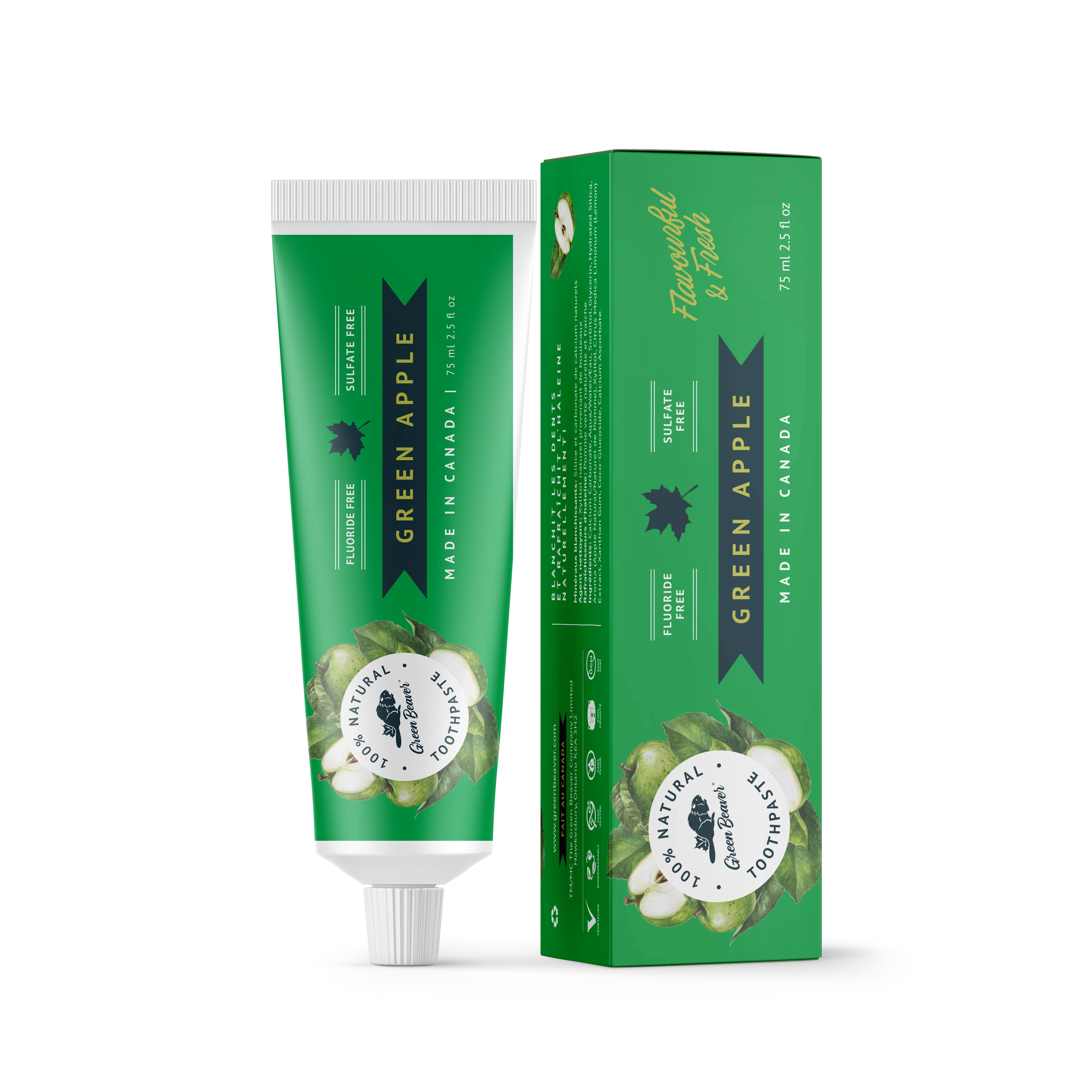 Green Beaver - Toothpaste - Green Apple, 75 mL
