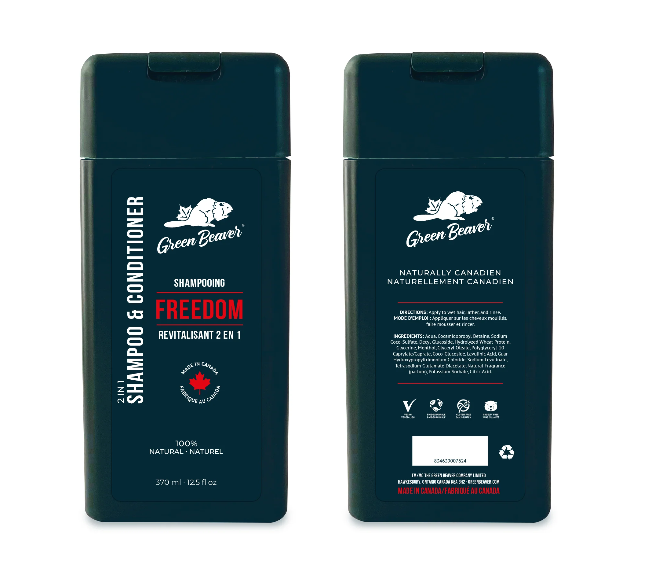 Green Beaver - 2-in-1 Shampoo & Conditioner - Freedom, 370 mL