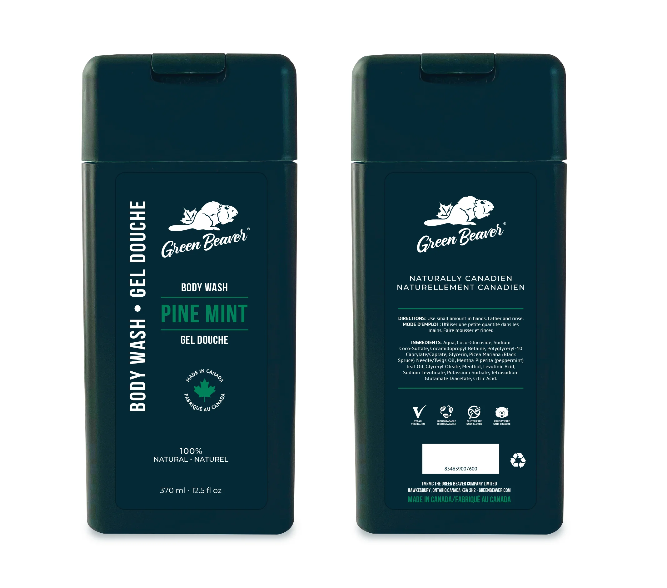 Green Beaver - Body Wash - Pine Mint, 370 mL