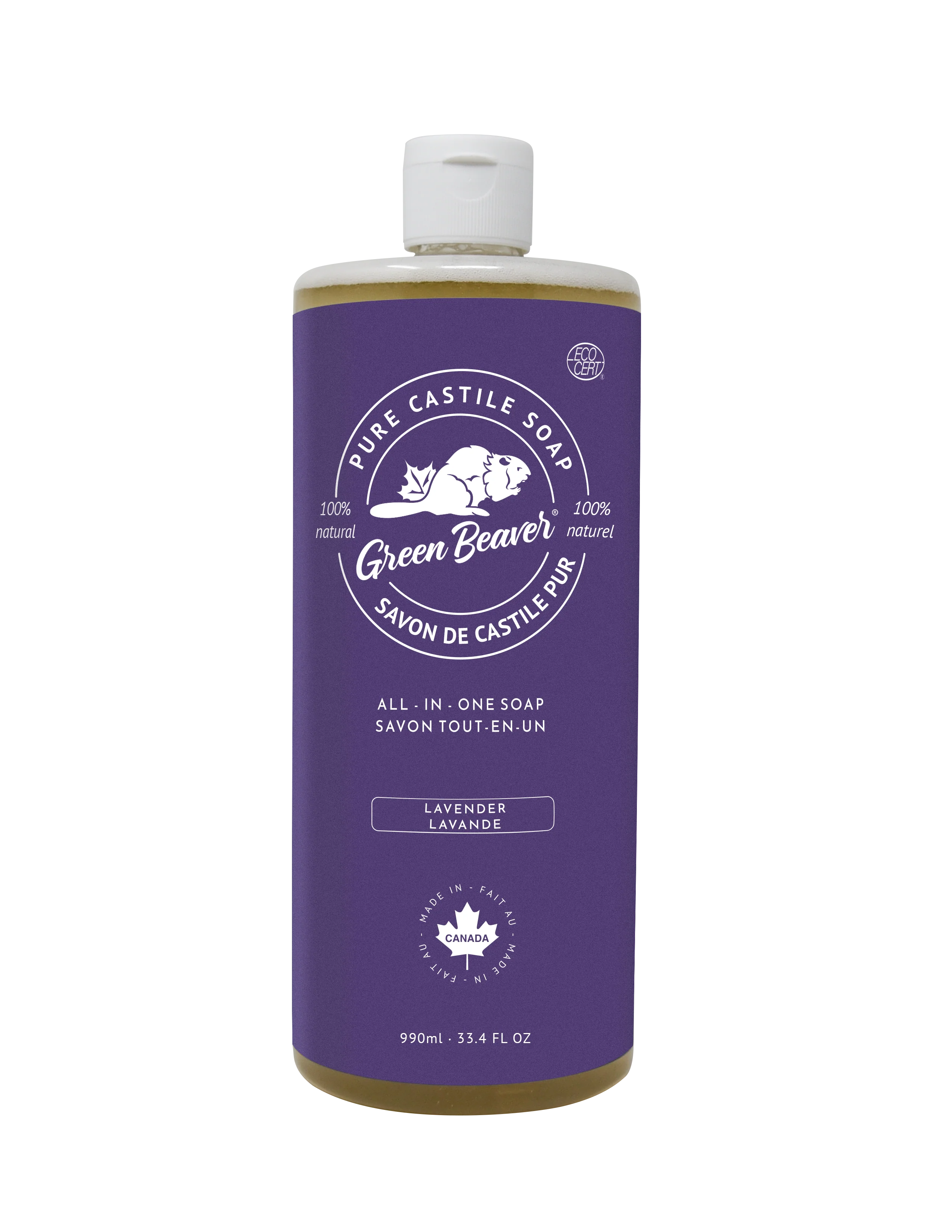 Green Beaver - All-in-One Pure Castile Soap - Lavender, 1 L