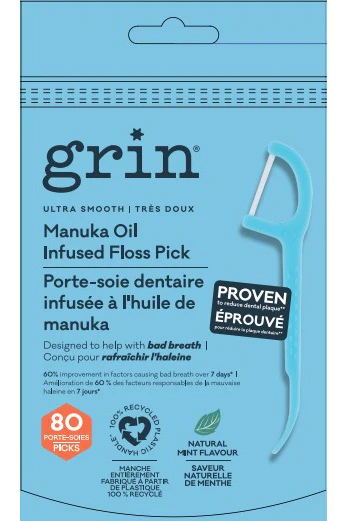 Grin - Floss Picks - Ultra Smooth, 80 Count