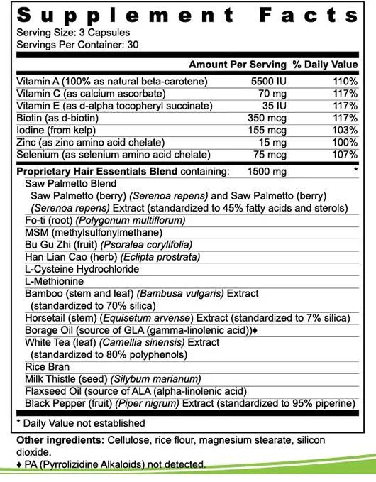 Hair Essentials - Hair Essentials Caps - 90 Caps - Image 2