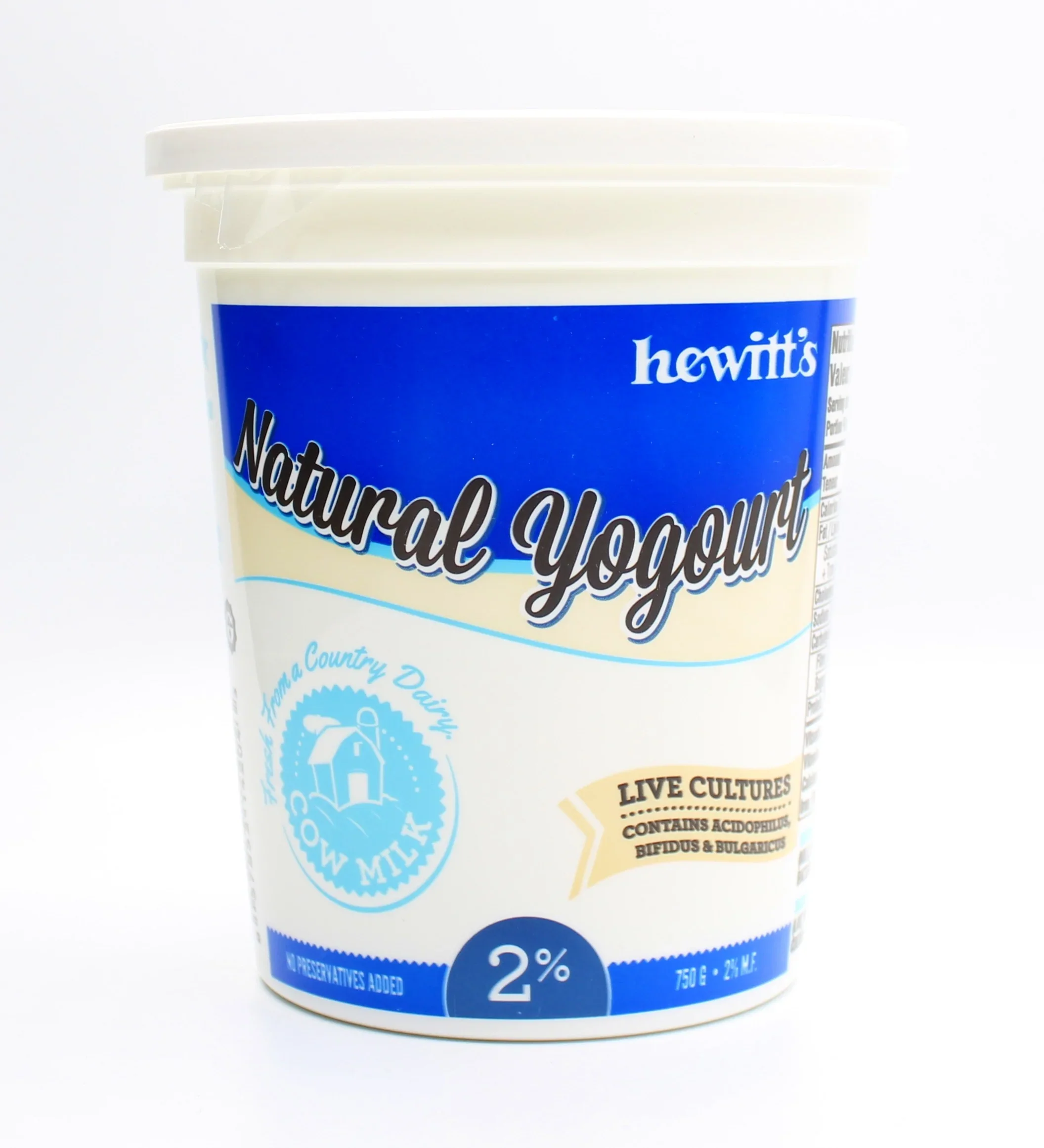 Hewitt's Dairy - Plain 2% Milk Yogurt, 750 g