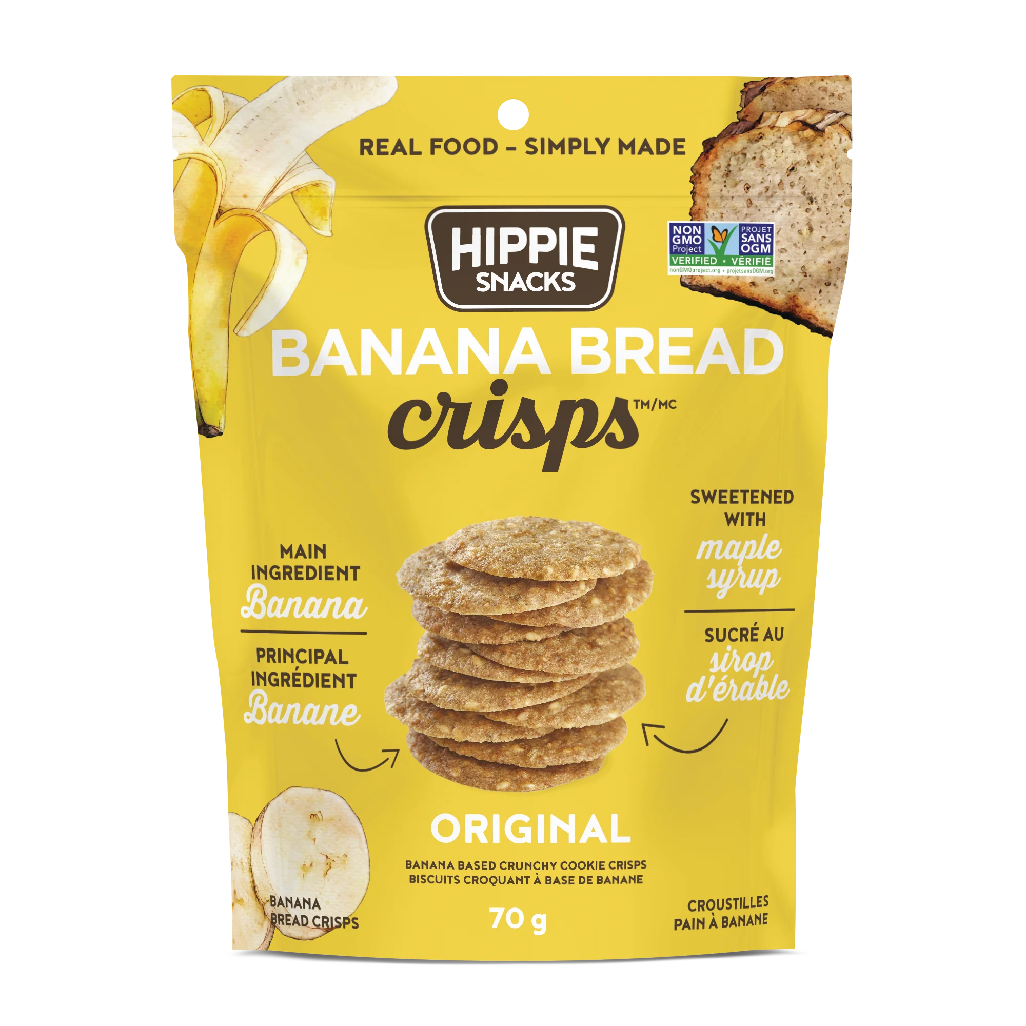 Hippie Foods - Banana Crisps, Original, 70 g