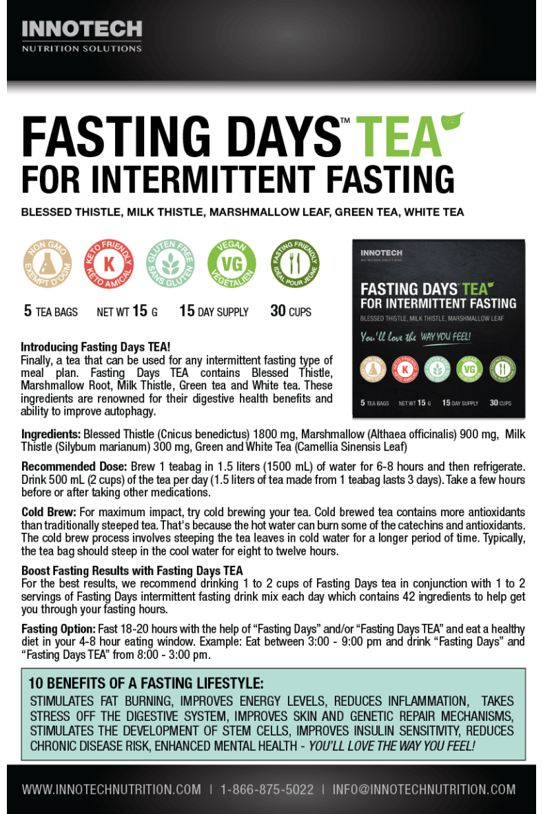 Innotech Nutrition - Fasting Days TEA – Herbal Tea for Intermittent Fasting Support – 2 Week Supply -360g - Image 2