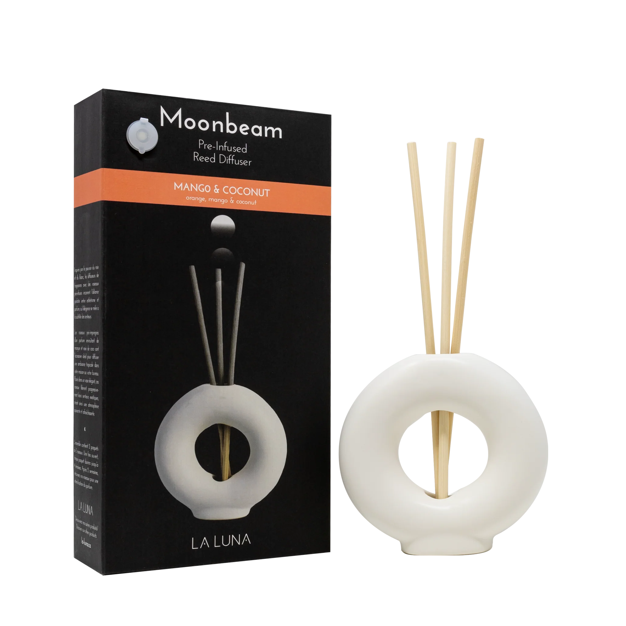 La Luna - Moonbeam White Holder And Reeds, Each
