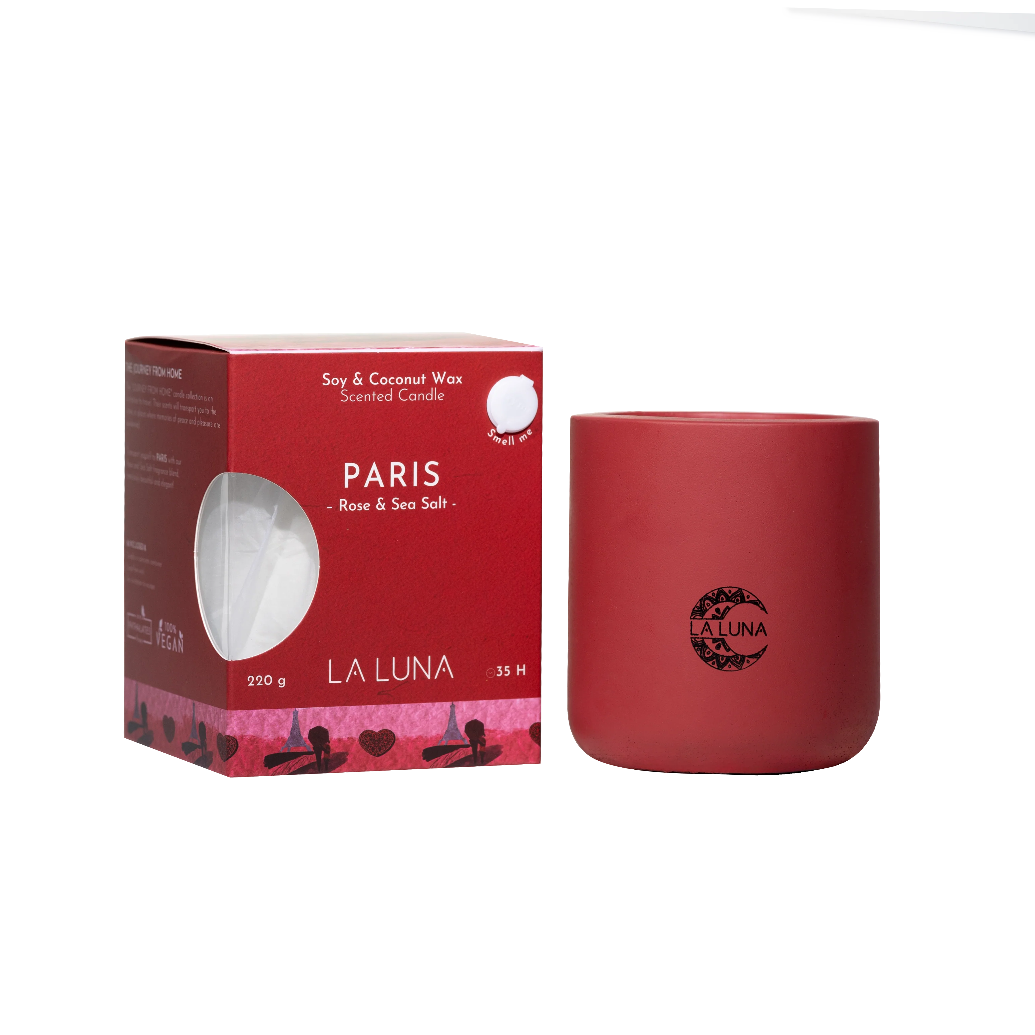 La Luna - Paris Sea Salt Rose Candle, 220 g
