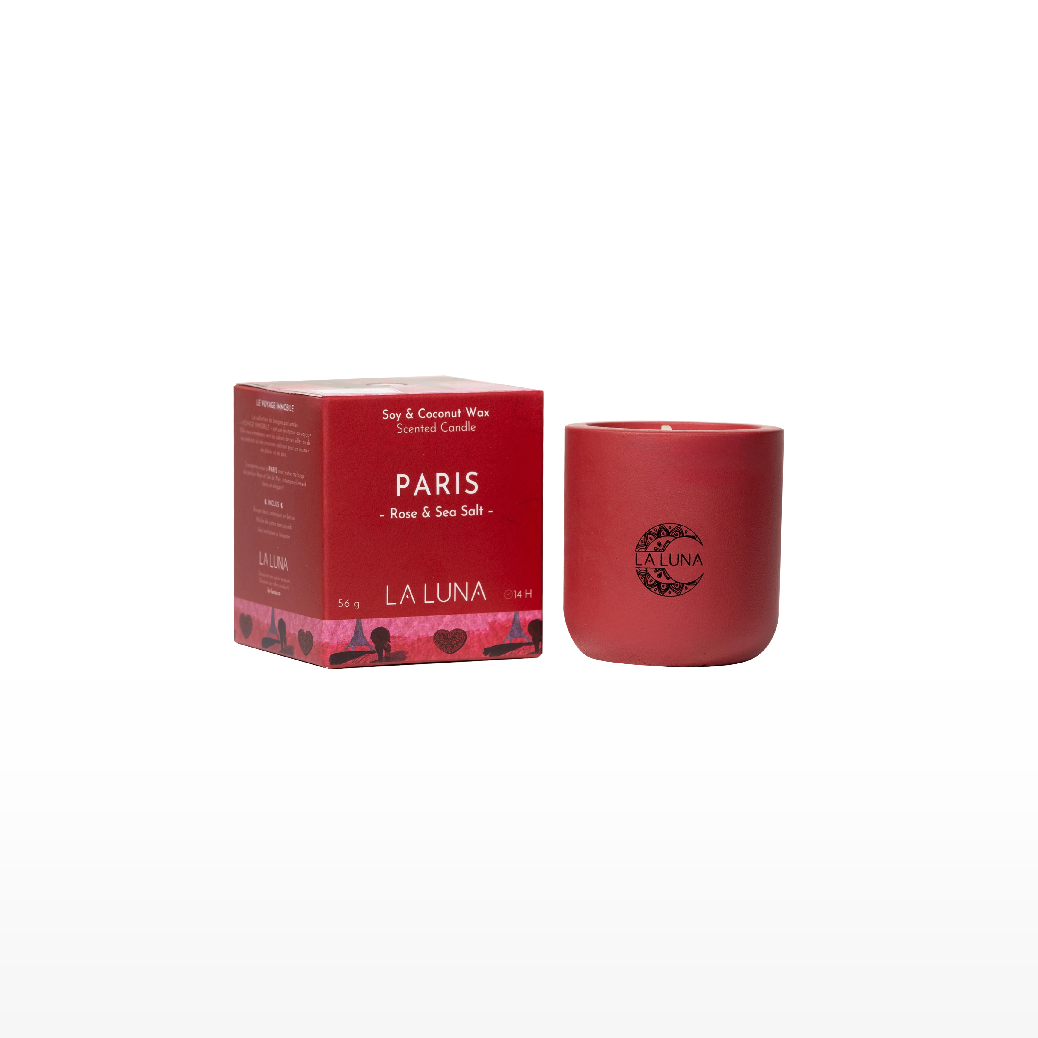 La Luna - Paris Sea Salt Rose Candle, 56 g