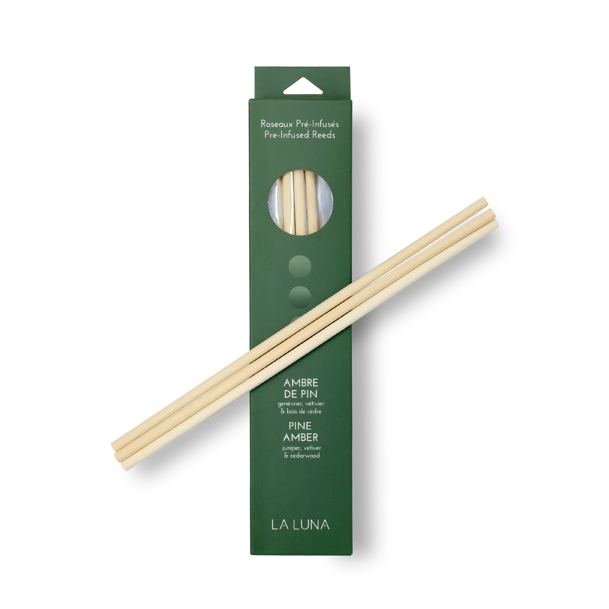 La Luna - Pine Amber Pre-Infused Reeds, 6 Count