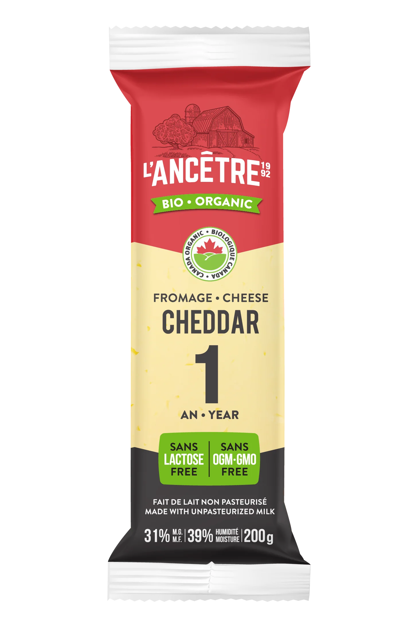 L'Ancetre - Organic 1 Year Old Cheddar, 200 g