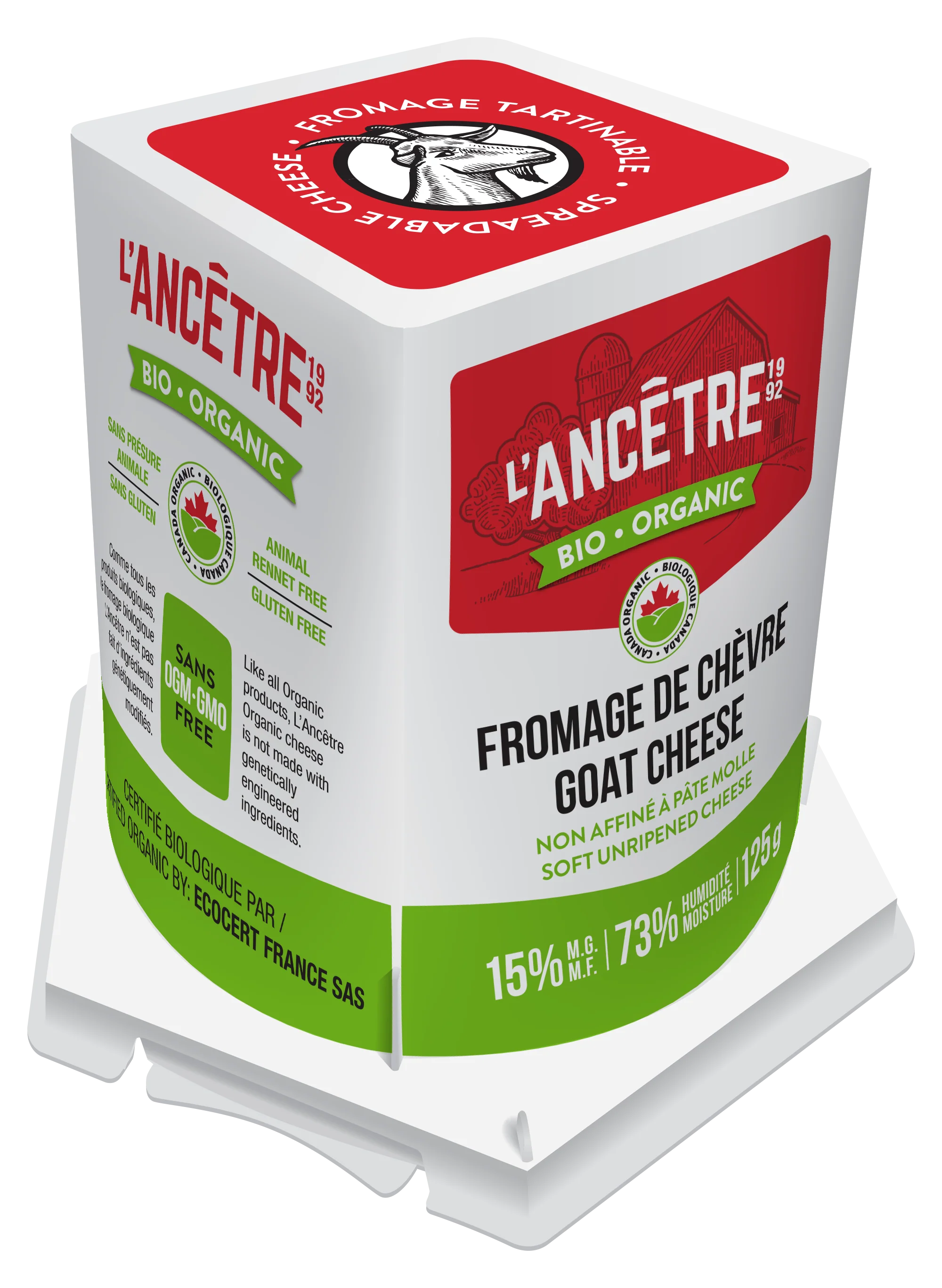 L'Ancetre - Organic Spreadable Goat Cheese, 125 g