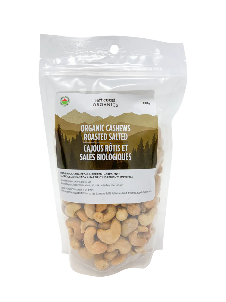 Left Coast Organics - Organic Cashews, Roasted and Salted, 350 g