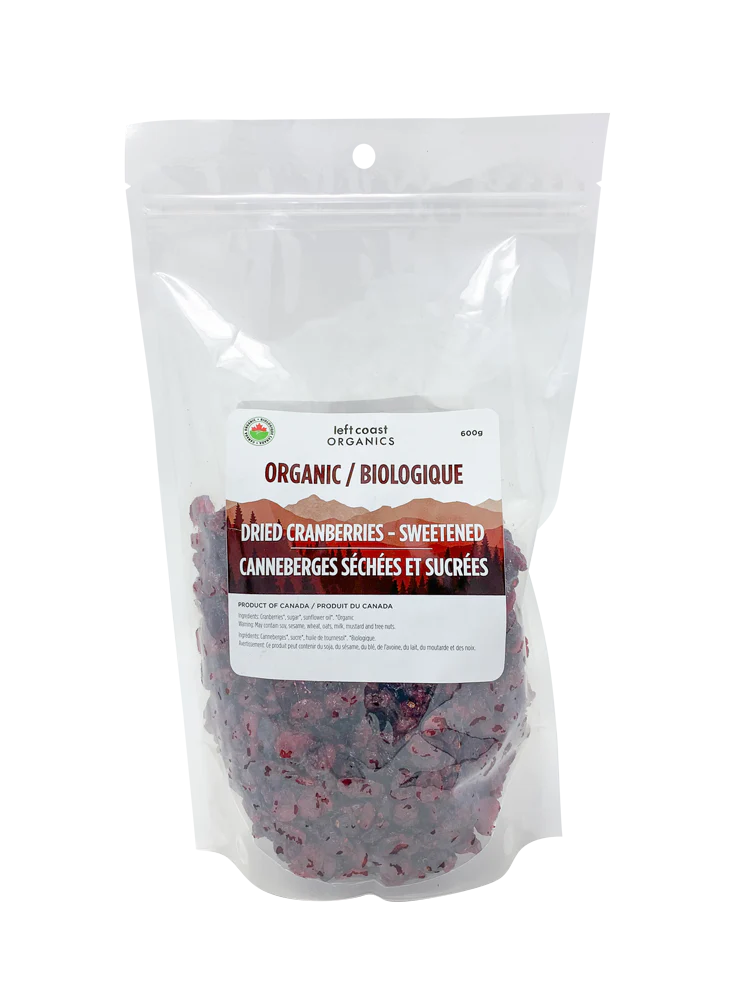 Left Coast Organics - Organic Dried Sweet Cranberries, 600 g