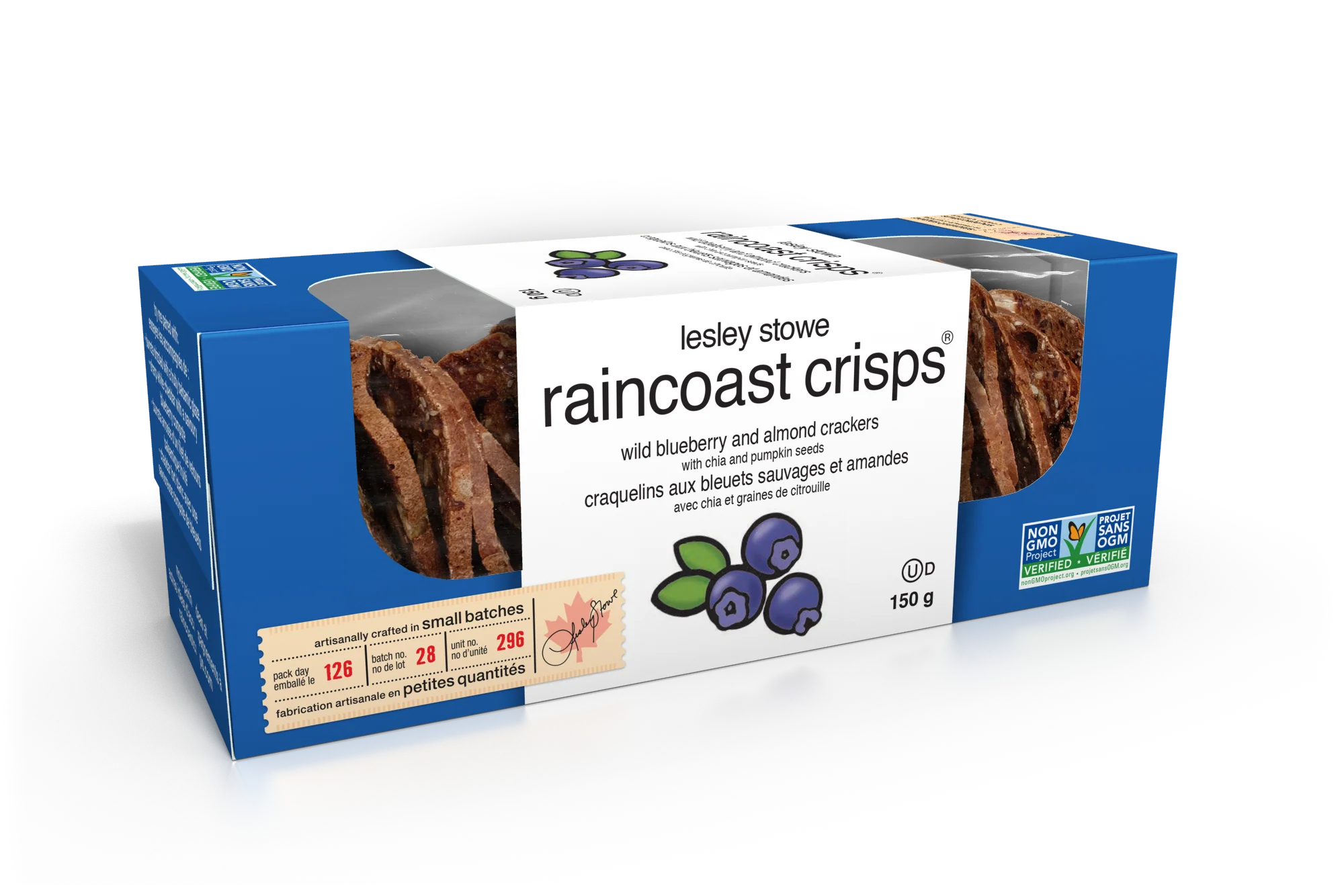 Lesley Stowes - Blueberry Almond Crisps, 150 g