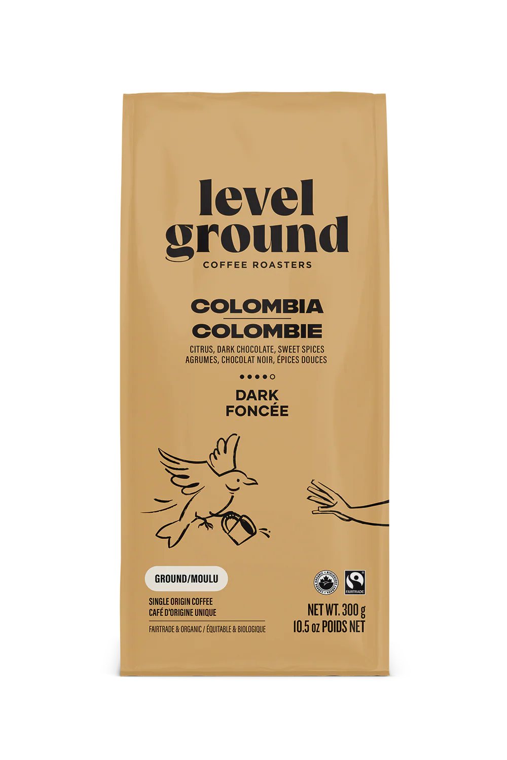 Level Ground Trading Ltd - Colombia, Dark & Strong, Ground, 300 g