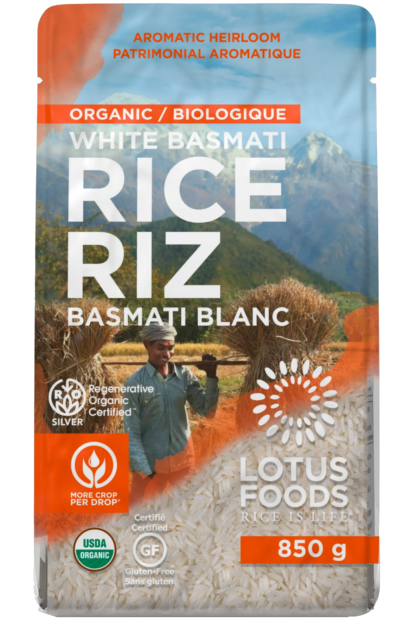Lotus Rice - Organic White Basmati Rice , 850 g